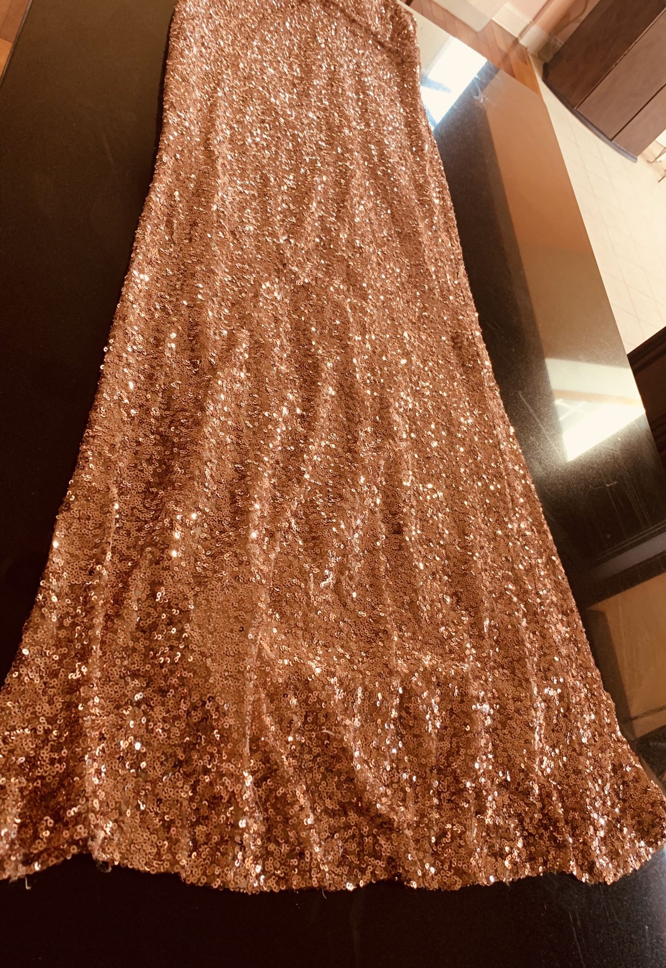 Rose gold evening gown