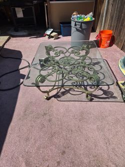Wrought Iron Glass Top Coffee Table