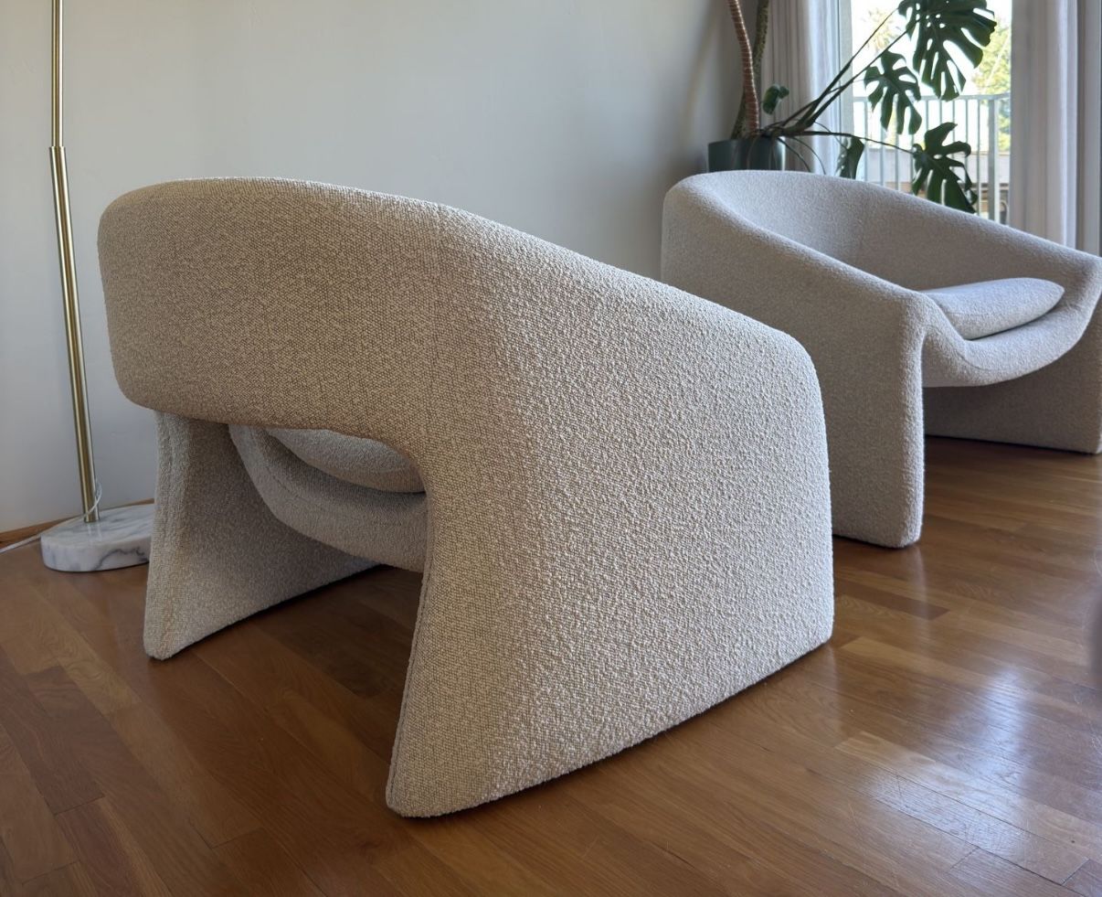 Accent Armchair, Bouclé Set Of 2