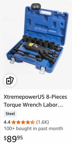 XtremepowerUS 8-Pieces Torque Wrench Labor Saving Lug Nut Wrench Torque Multiplier Cr-v Socket (24mm to 38mm) for Semi Truck & RVs w/Case 18858