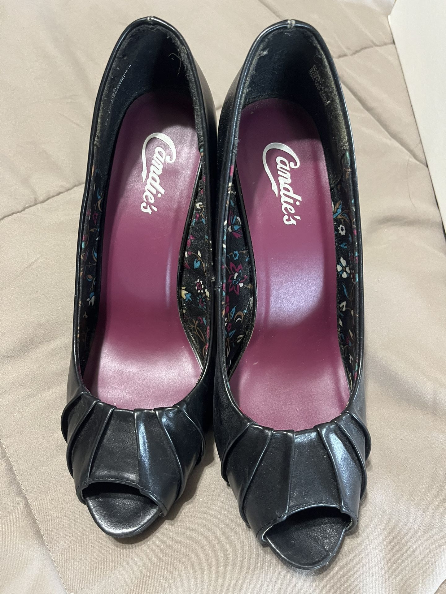 Candies Black Open Toe High Heel Shoes