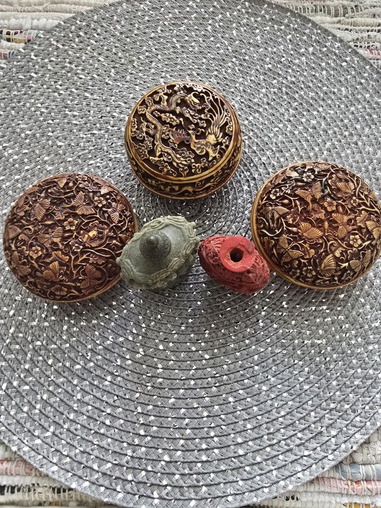 ANTIQUE ASIAN JEWELRY BOWLS & PERFUME BOTTLES