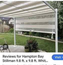 Hampton Bay Stillman 9.8 ft. x 9.8 ft. White Metal Pergola