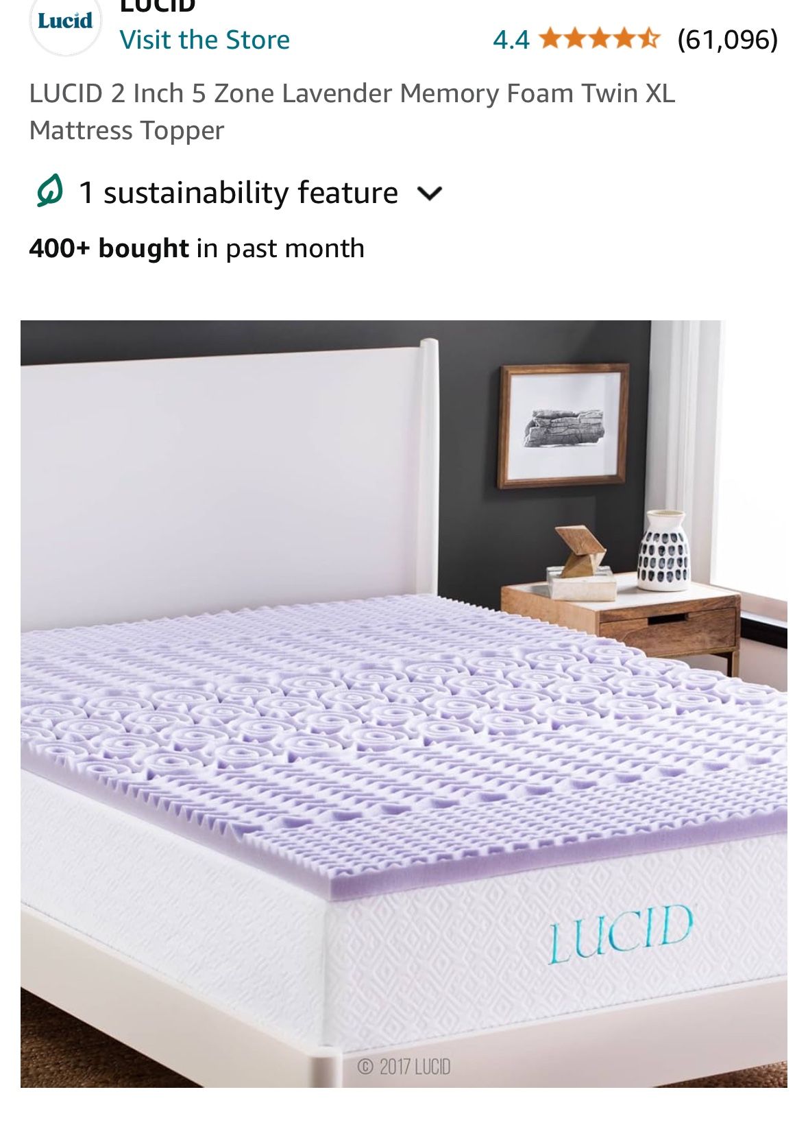 Lucid Mattress Topper Twin xL - Like New