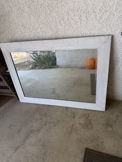 Large Wall Mirror with White Wood Frame