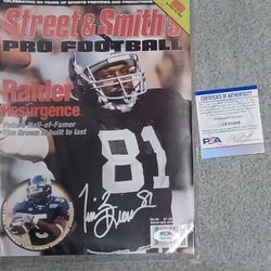 Tim Brown Oakland VEGAS Raiders Signed Autographed Magazine Full PSA DNA CERTIFICATION 