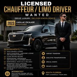 Licensed Chauffeur/Limo Driver Needed – Cadillac Escalade 2023”