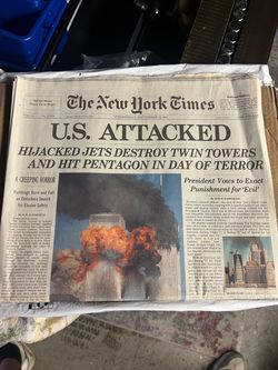 New York Times September 12 2001 Original Newspaper