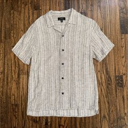 Banana Republic Linen Blend Standard Fit Button-Up Casual S/S Shirt Beige Size M