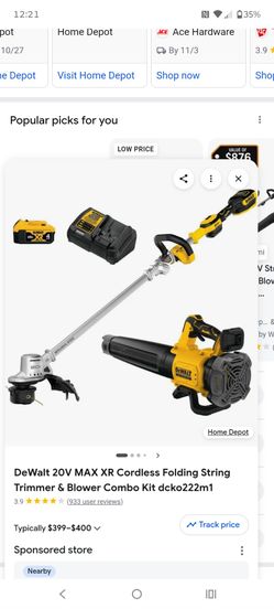 DeWalt 20V MAX XR Cordless String Trimmer & Blower Combo Kit
