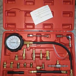 Fuel Pressure Tester Gauge Kit 140PSI Automotive Engine Injector Pump Test Gasoline Gas Injection Manometer Tool Set with Inline Fitting Schrader Adap