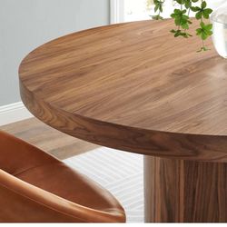 59 Inch Round Dining Table Wallnut 