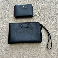 Kate Spade Wallet And Wristlet -black Leather