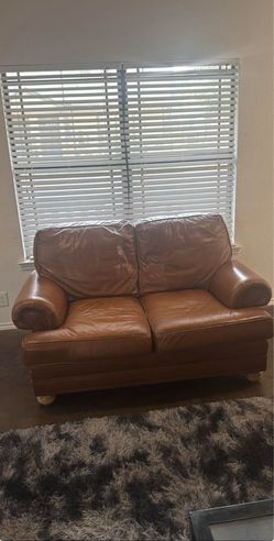 Brown leather couch