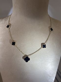 14k clover necklace with onyx
