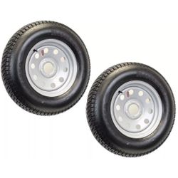 Two Trailer Tires On Rims ST205/75D14 (contact info removed) F78-14 LRC 5 Lug Silver Modular