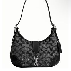 Black Coach Hamptons Hobo Crystal Purse