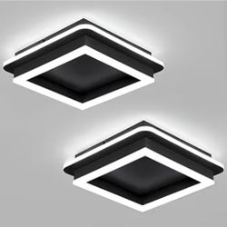 2 Packs Square Flush Mount Ceiling Light, 6000K Modern LED Ceiling Light Fixture, Minimalist Hallway Lighting Fixture Ceiling Lamp for Hallway Entrywa