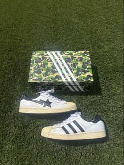BAPE x Adidas Superstar ‘White Black’  Size 8 1/2