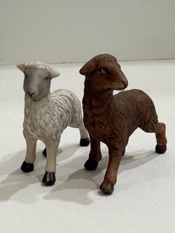 Miniature Nativity Sheep Lamb Figurines Fit For Thomas Kinkade - Set of 2