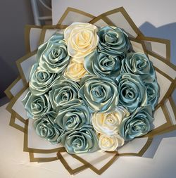 Green and beige, eternal flower bouquet