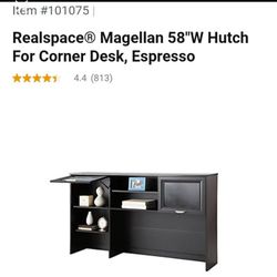 Realspace Magellan 58" Hutch For Corner Desk in Espresso