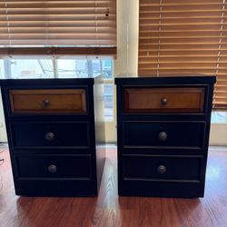 Pair of Rolling Nightstands / File Cabinets