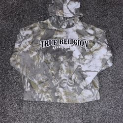 True Religion Crop Hoodie Sz L 