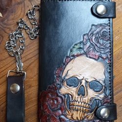 Skull With Roses Wallet. Comes With Chain 
