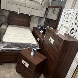 Mattress Set Included - 5 Pc Twin Bedroom Set - Available In Fill,Queen And King