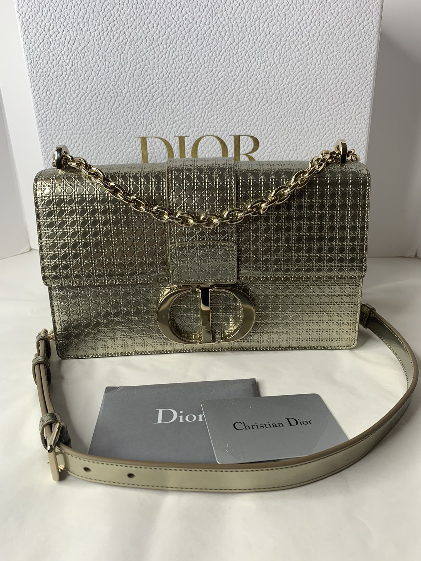 Christian Dior 30 Montaigne Chain Bag Metallic Micro Cannage