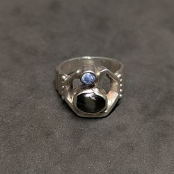 Sterling Silver And Black Star Sapphire Vintage Ring Size 5