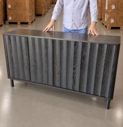 New In Box 55 Inch 4 Doors Entryway Buffet Sideboard Cabinet Cupboard Adjustable Shelf Storage Rack Black Color