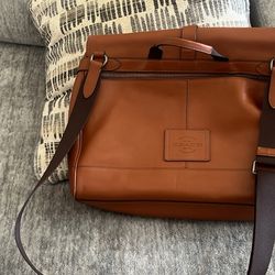 Hudson Messenger Tote Terracotta 2 Way Leather Shoulder Bag 