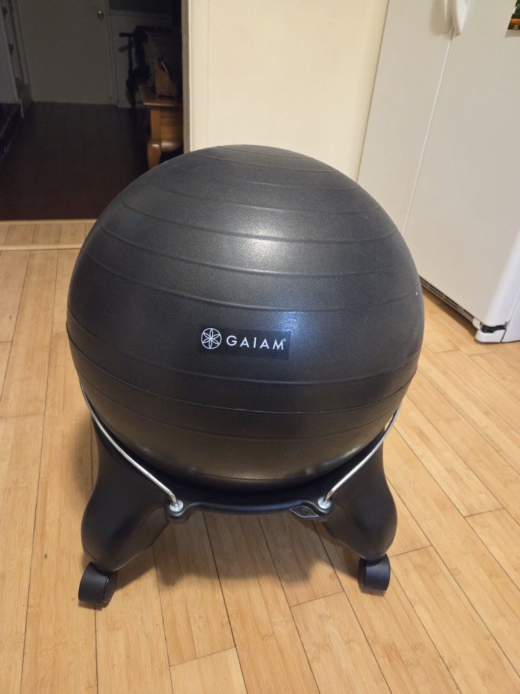 Exercise Ball + Holder With Wheels