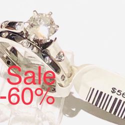 Engagement Ring Wedding Ring Set NATURAL DIAMONDS ❤️ SALE -55% CHECKED & APPRAISED BY THE GEMOLOGICAL INSTITUTE NEW YORK 