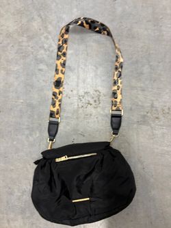 Steve Madden Black Shoulder Bag with Leopard Strap