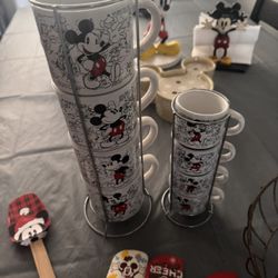 Mickey Mouse Coffee Cups And Kitchen Spoons 