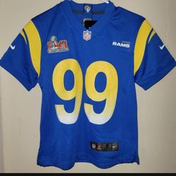 Brand New Los Angeles Rams Jersey Aaron Donald Blue With Super Bowl Patch Kids Youth Sizes Medium, Large, XL