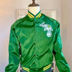 Vintage 90s MLB Chalk Line Oakland Athletics A's Satin Baseball Jacket Sz Medium
