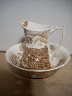 VINTAGE REVERIE BOWL & PITCHER SET - ALFRED MEAKIN - FARMHOUSE, TABLESETTING