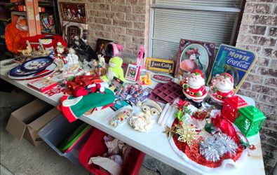 Lot of 50 + items. All for $25.  Christmas,  Coca-Cola signs,