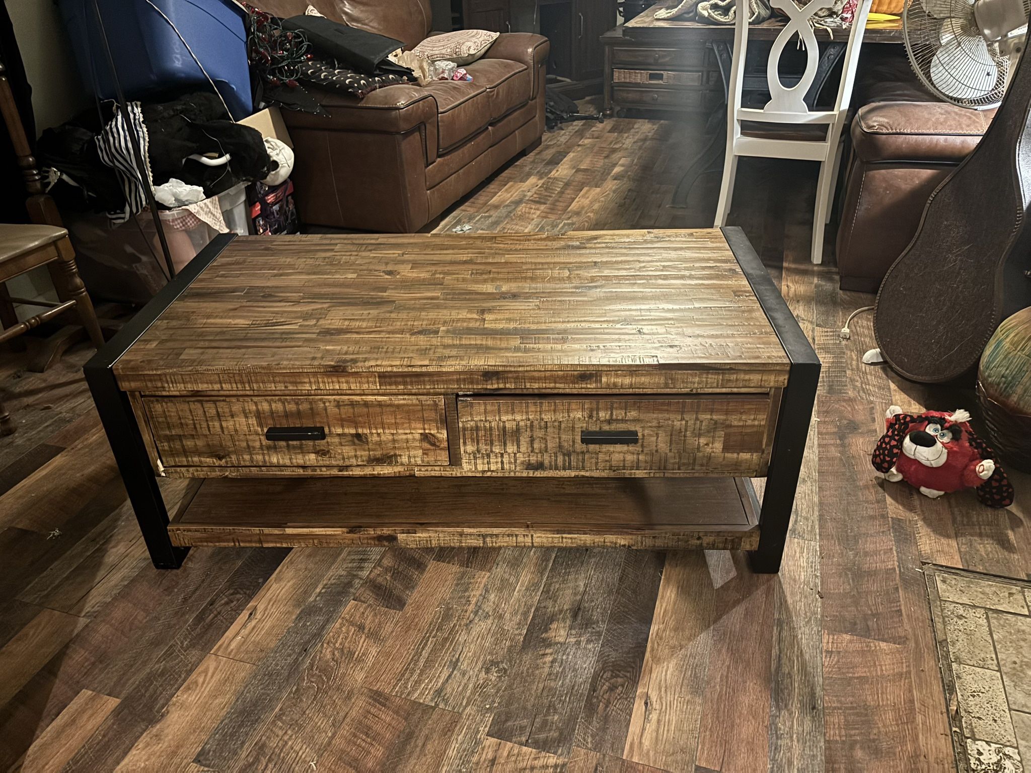 Two Draw Wood Coffee Table