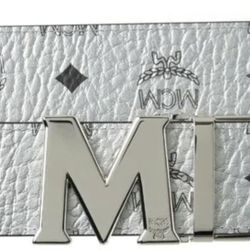 mcm white leather belt reversible silver buckel 