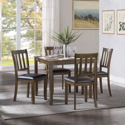 5PC Brown Dining Table Set 
