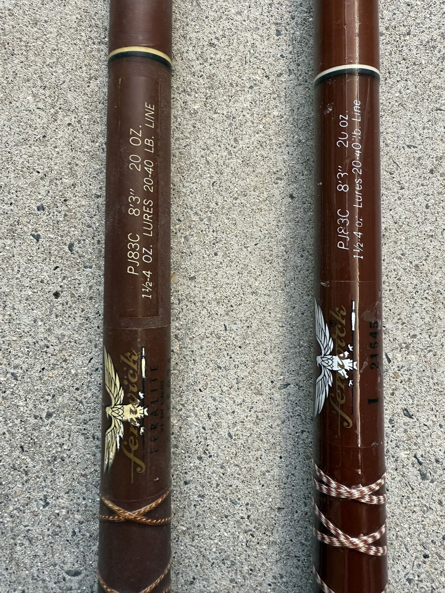 Vintage Fenwick PJC-83C (8’3”) One Piece “Thick Glass” Conventional Saltwater Fishing Rods