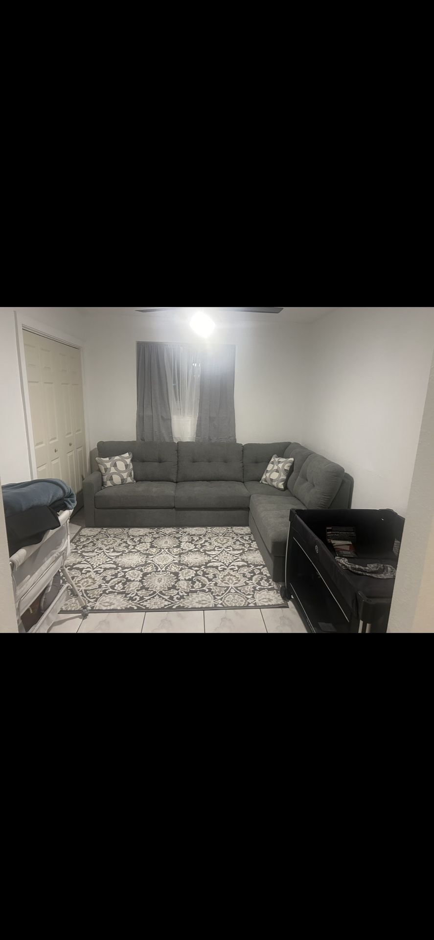 Grey sectional couch