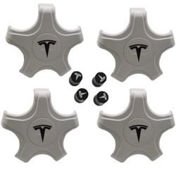 4x Wheel Hub Cover Cap Wheel Rim Center Hub Decor Claw For Tesla 3 White w Caps