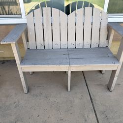 Grey wooden bench