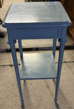 Vintage Sea Green Painted Wood End Table Square